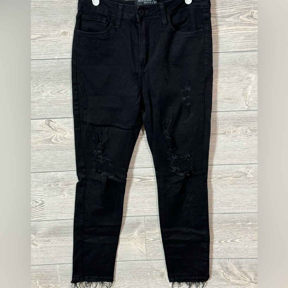 JBD High Rise Deconstructed Skinny Jean, Black Denim, Size 27, New without tags, - Picture 5 of 11